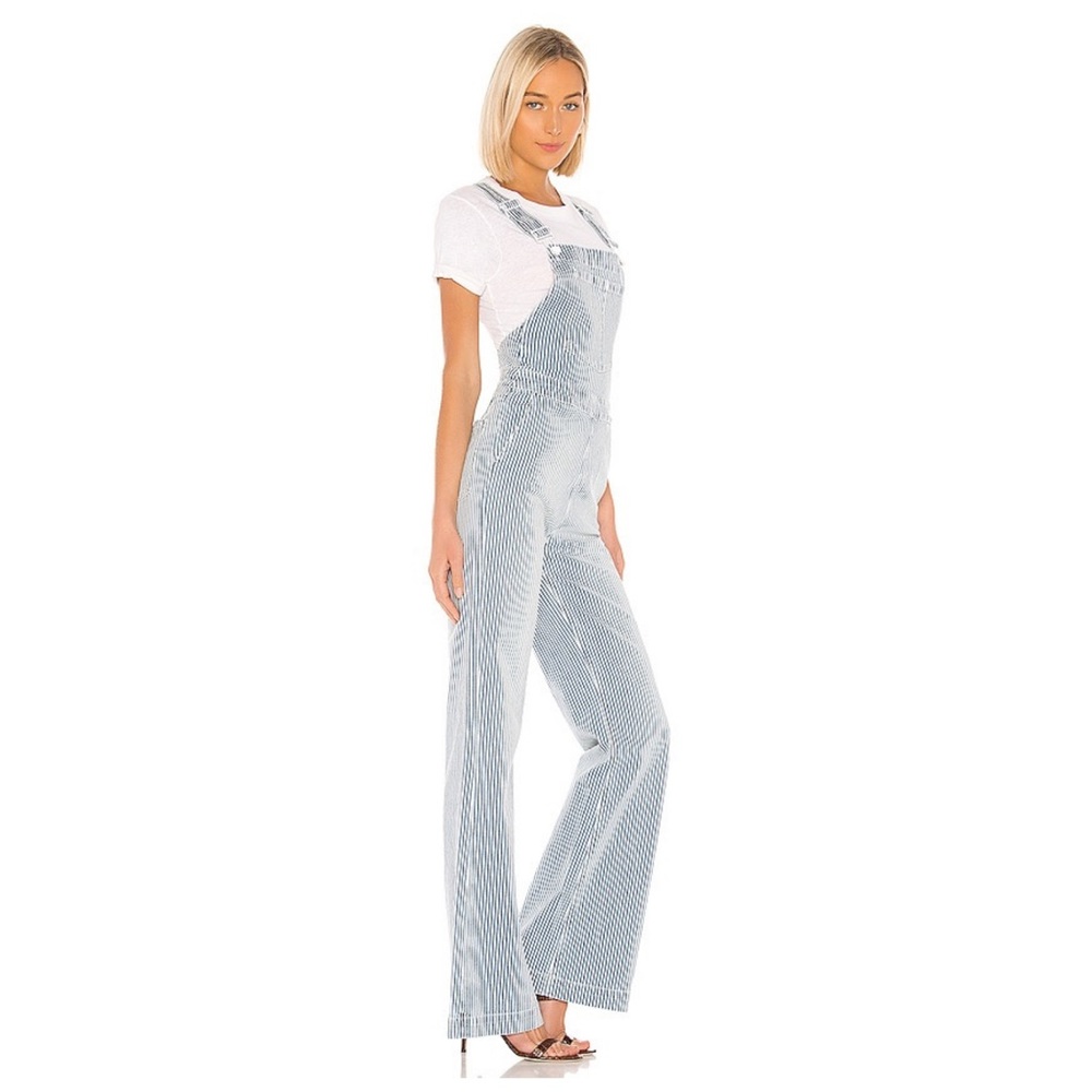 FRAME “Normandie” Pinstripe Dungaree Overalls